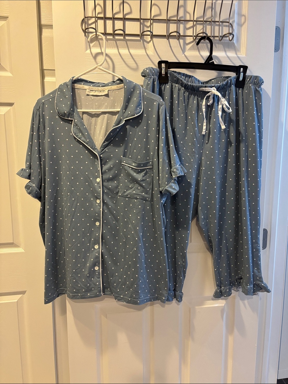 Berkshire Homewear Polka Dot Relaxed Button-Front Pajama Set - Blue